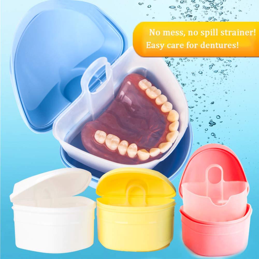 Denture Bath Box Cup Container Case, Complete Clean Care for Dentures