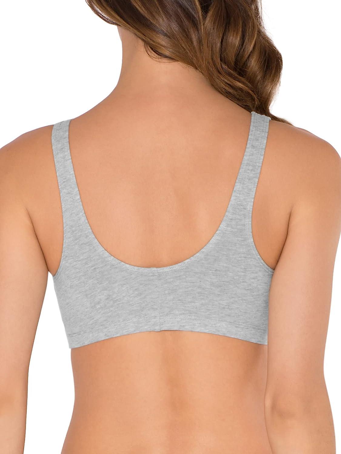 Fruit of the Loom Women's Front Closure Cotton Bra 3 Black/White/Heather  Grey 3-pack 38