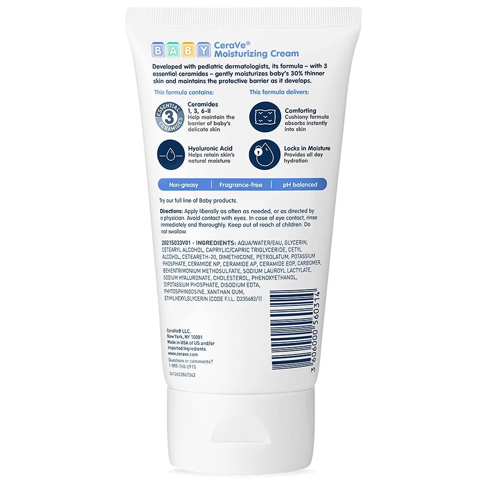 CeraVe Baby Cream Gentle Moisturizing Cream with Hyaluronic Acid Paraben Phthalate & Fragrance