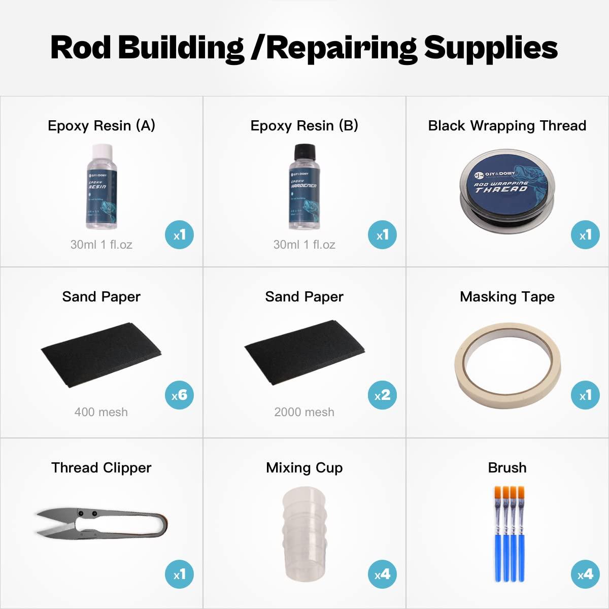 OJY&DOIIIY Fishing Rod Repair Kit, Rod Building Kit and Supplies