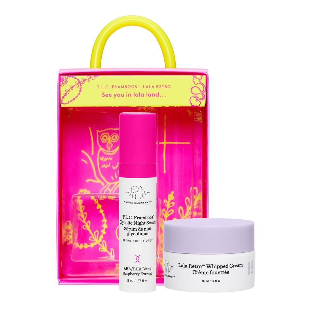 Drunk Elephant Wild Night: The Evening Kit: includes Lala Retro Whipped  Cream, TLC Framboos Glycolic Night Serum, Ceramighty AF Eye Balm, and Beste