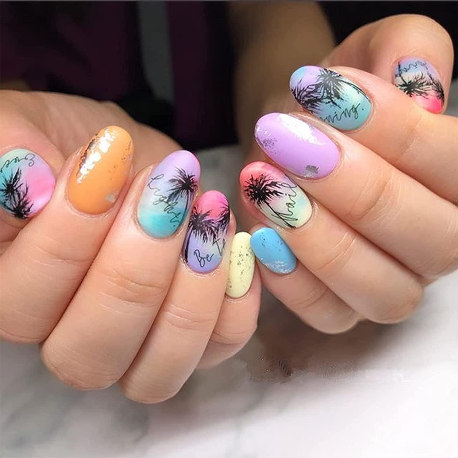 Coconut Print Summer Nails That Shine