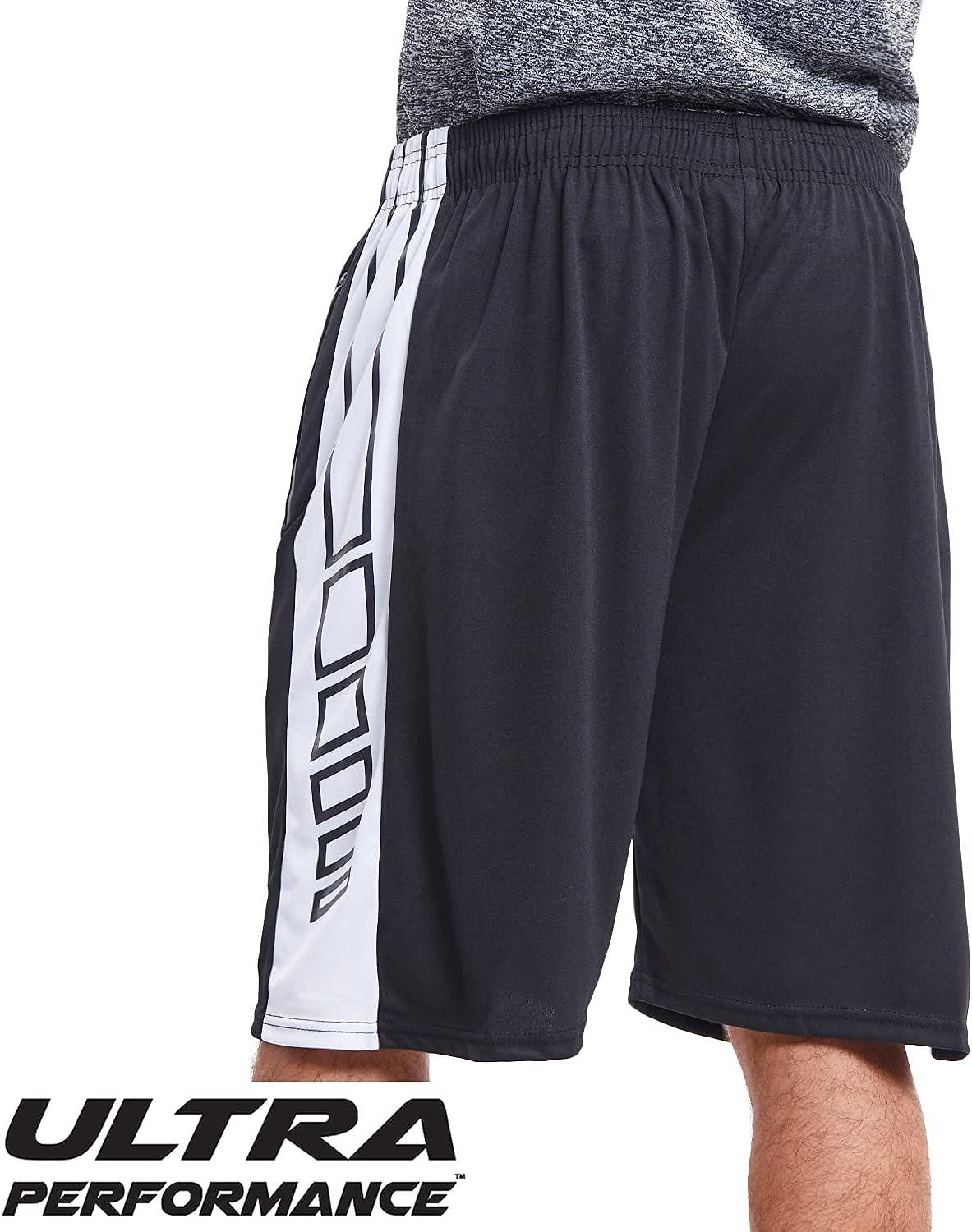 Ultra Performance Mens Athletic Running Shorts, Basketball Gym Workout  Shorts with Zippered Pockets | Printed Marble Dry Fit Shorts X-Large 5 Pack