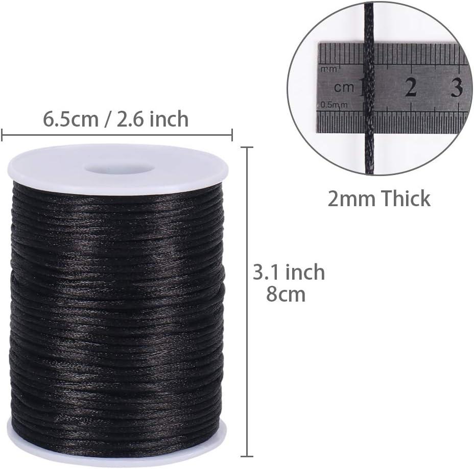 Tenn Well 2mm Satin Cord, 295 Feet Black Silky Rattail Nylon Cord for  Jewelry Making, Macrame Bracelets, Necklaces, Beading, Arts and Crafts  Black 2mm