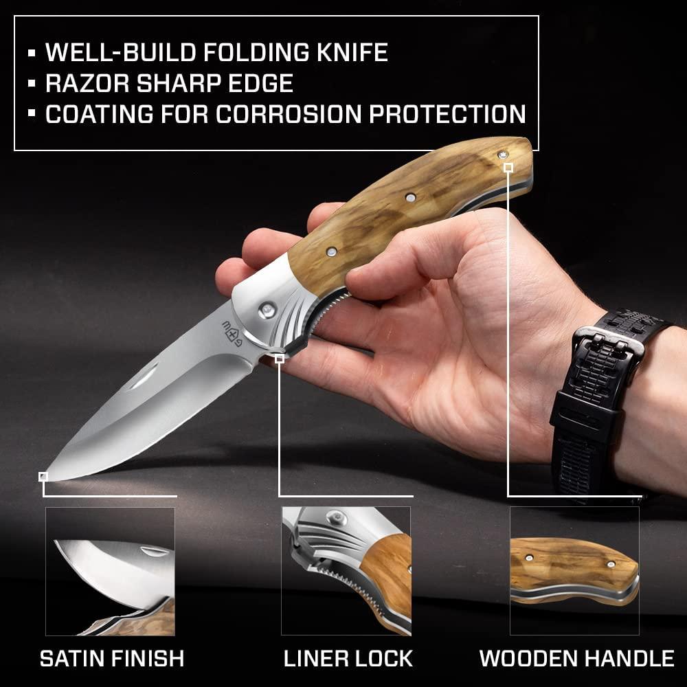 Gentleman's Folding Pocket Knife with Wood Handle Sharp Blade for