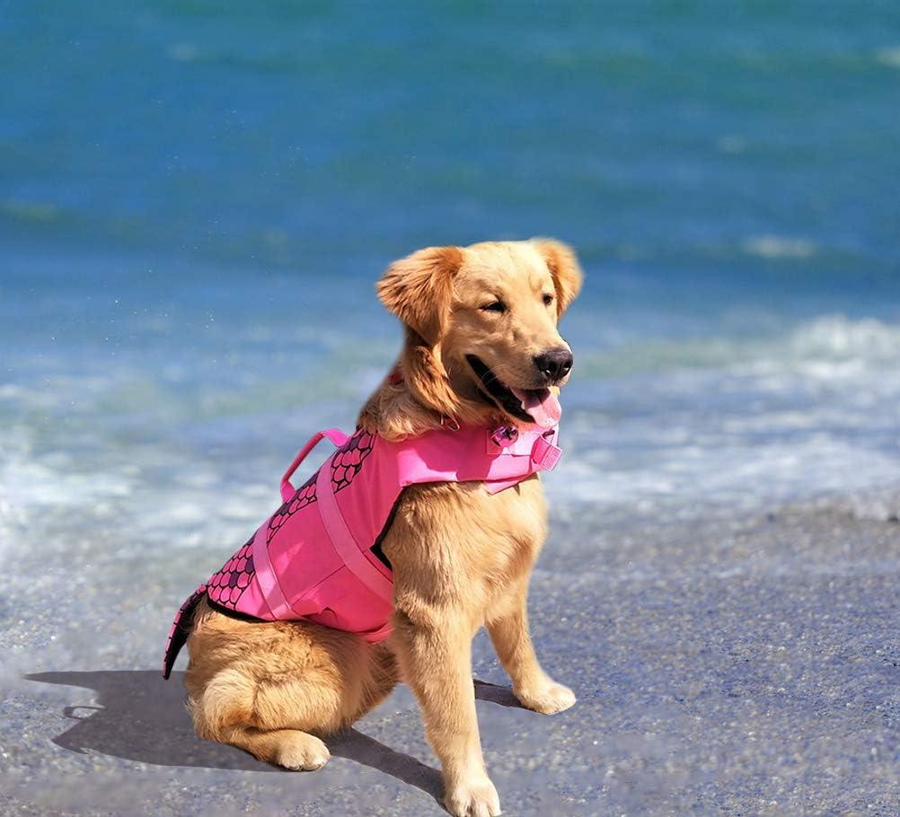 Mermaid Hot Pink Dog Life Jacket Portable Vest for Small, Medium, Large Dogs