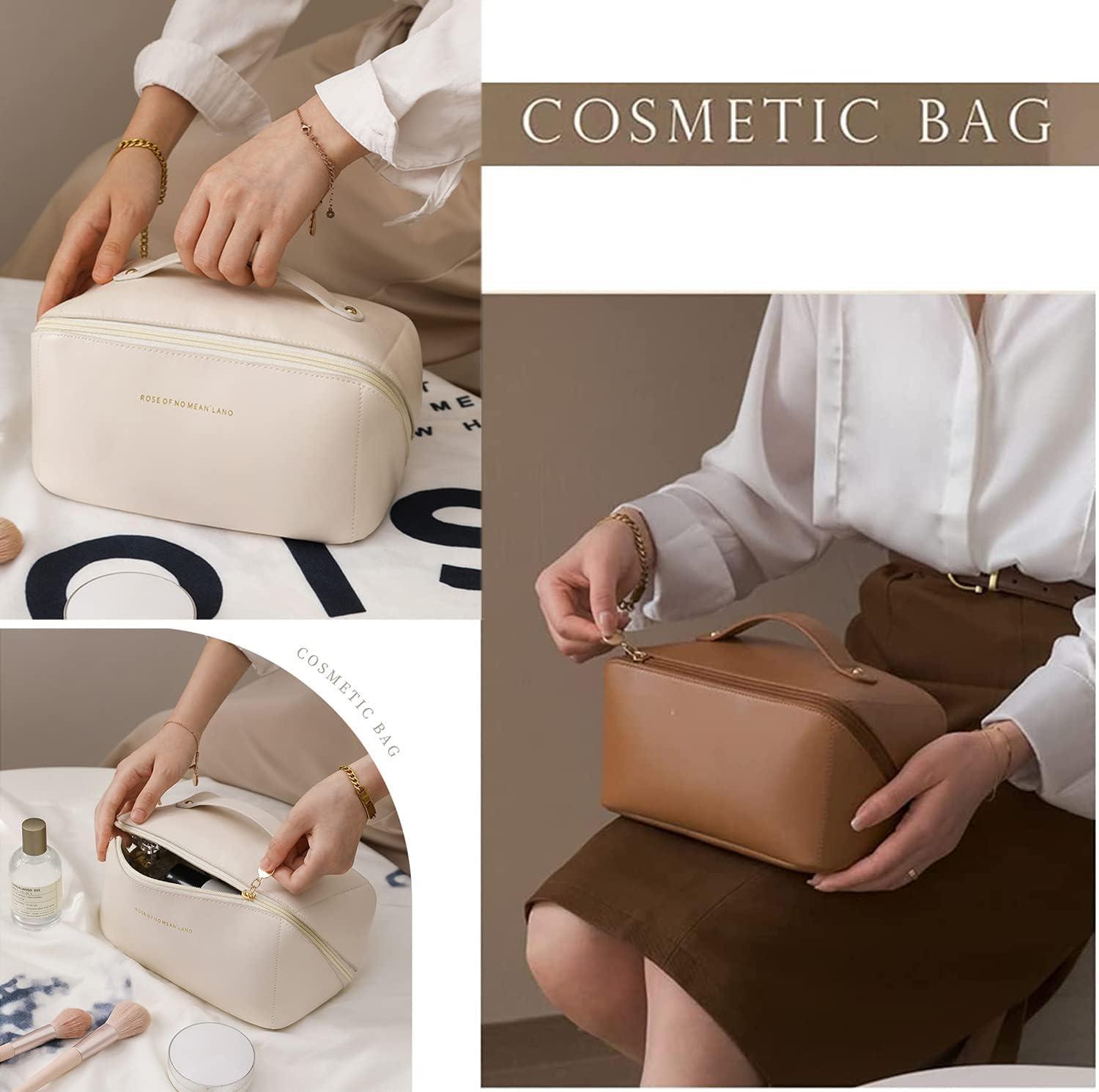 Amszke Large Capacity Travel Cosmetic Bag, Multifunctional Makeup