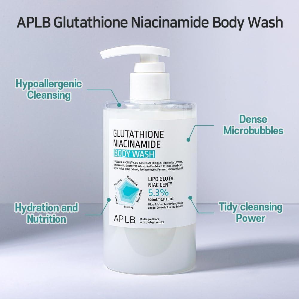 APLB Glutathione Niacinamide Body Wash | LIPO GLUTA NIAC CEN 5.3% | Korean  Skincare for Soft Moisturized Skin - Gentle & Safe Ingredients | Buy Now  with Express International Delivery