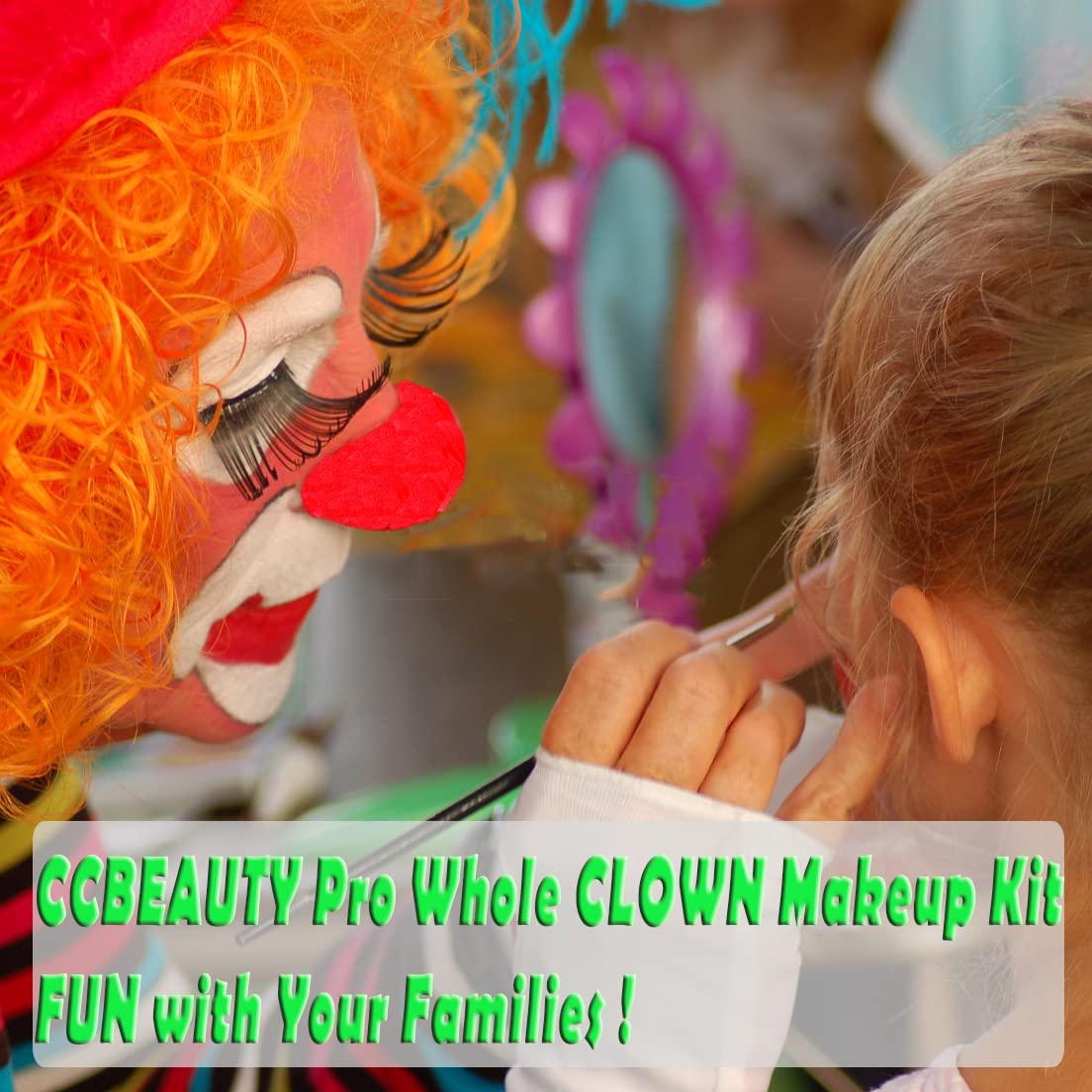  CCbeauty Clown Makeup Kit Professional White Black Red Face  Paint Foundation Cream, 6 Brushes,Red Nose for Halloween Special Effects  SFX Joker Skeleton Vampire Zombie Cosplay Dress Up Makeup : Arts, Crafts