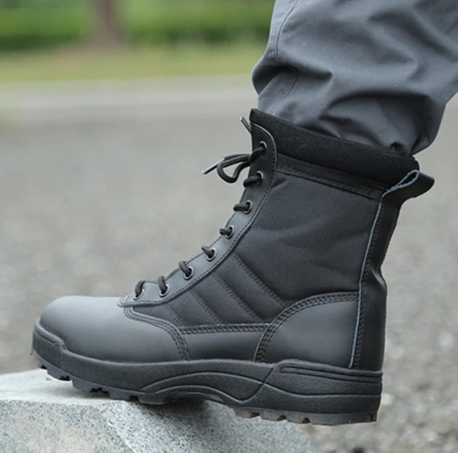 QMFUR Mens Military Boots Outdoor Hiking Boots Work Boots Tactical