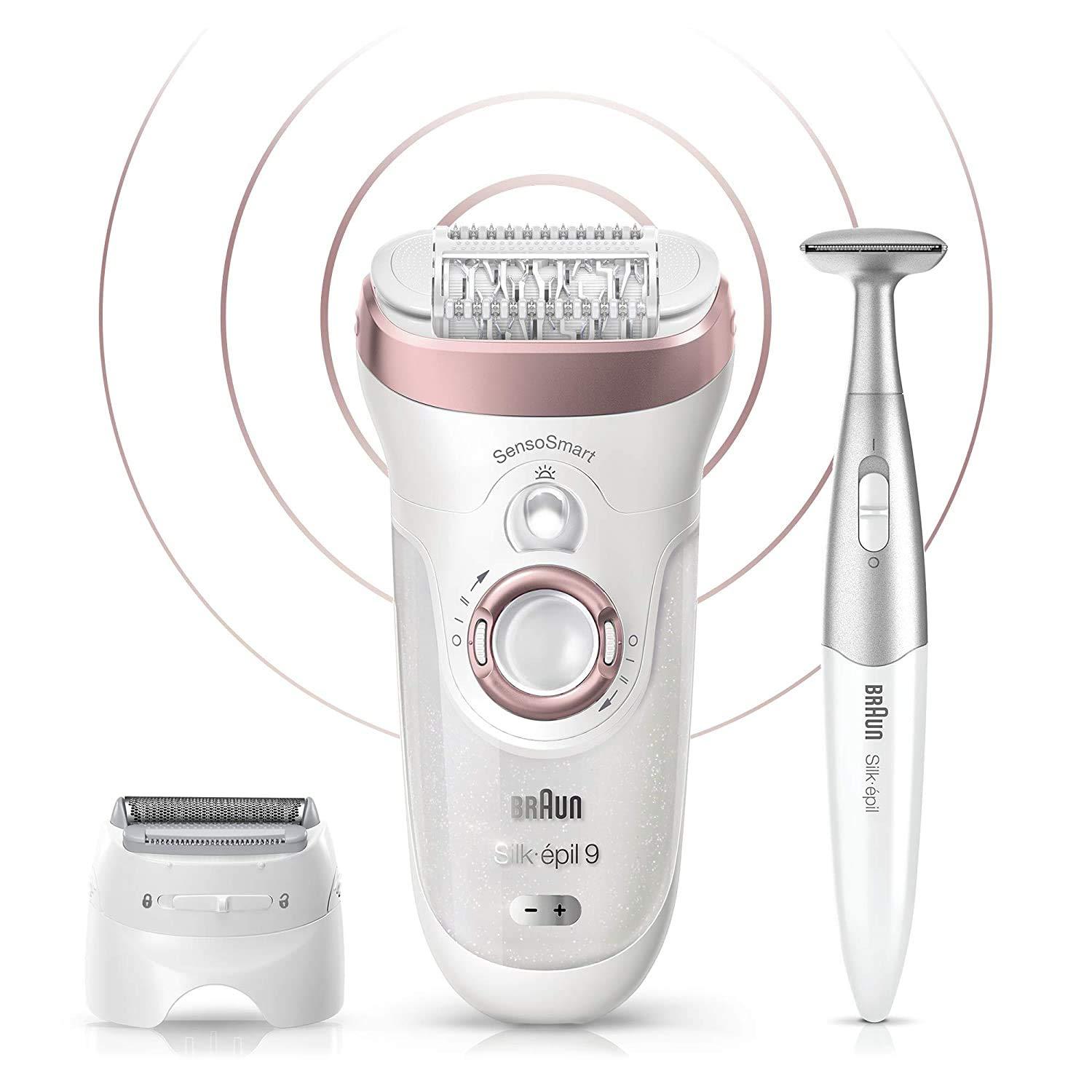 Braun Silk-épil 9 9-890 Facial Hair Removal for Women, Bikini Trimmer,  Womens Shaver Wet & Dry, Cordless and 7 extras