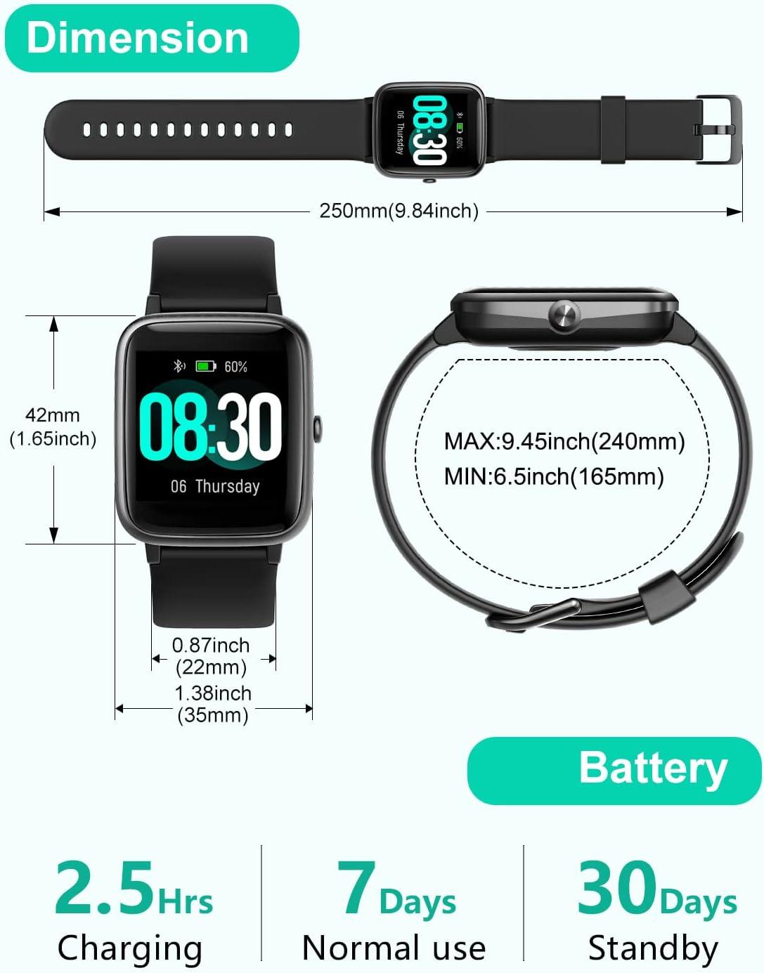 Smartwatch for Men Android iPhone: Smart Watch with Call & Text IP68  Waterproof Fitness Tracker for Sport Running Digital Watches with Heart  Rate