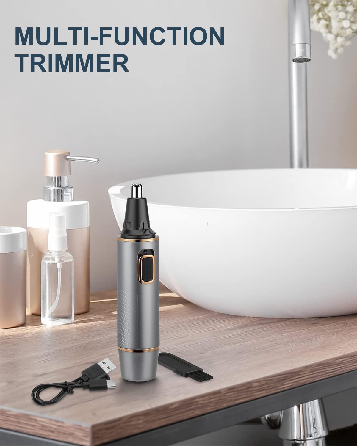 Nose Hair Trimmer, Rechargeable Cordless Painless Ear Eyebrow Trimming Tool Dual Edge Blades - View #5