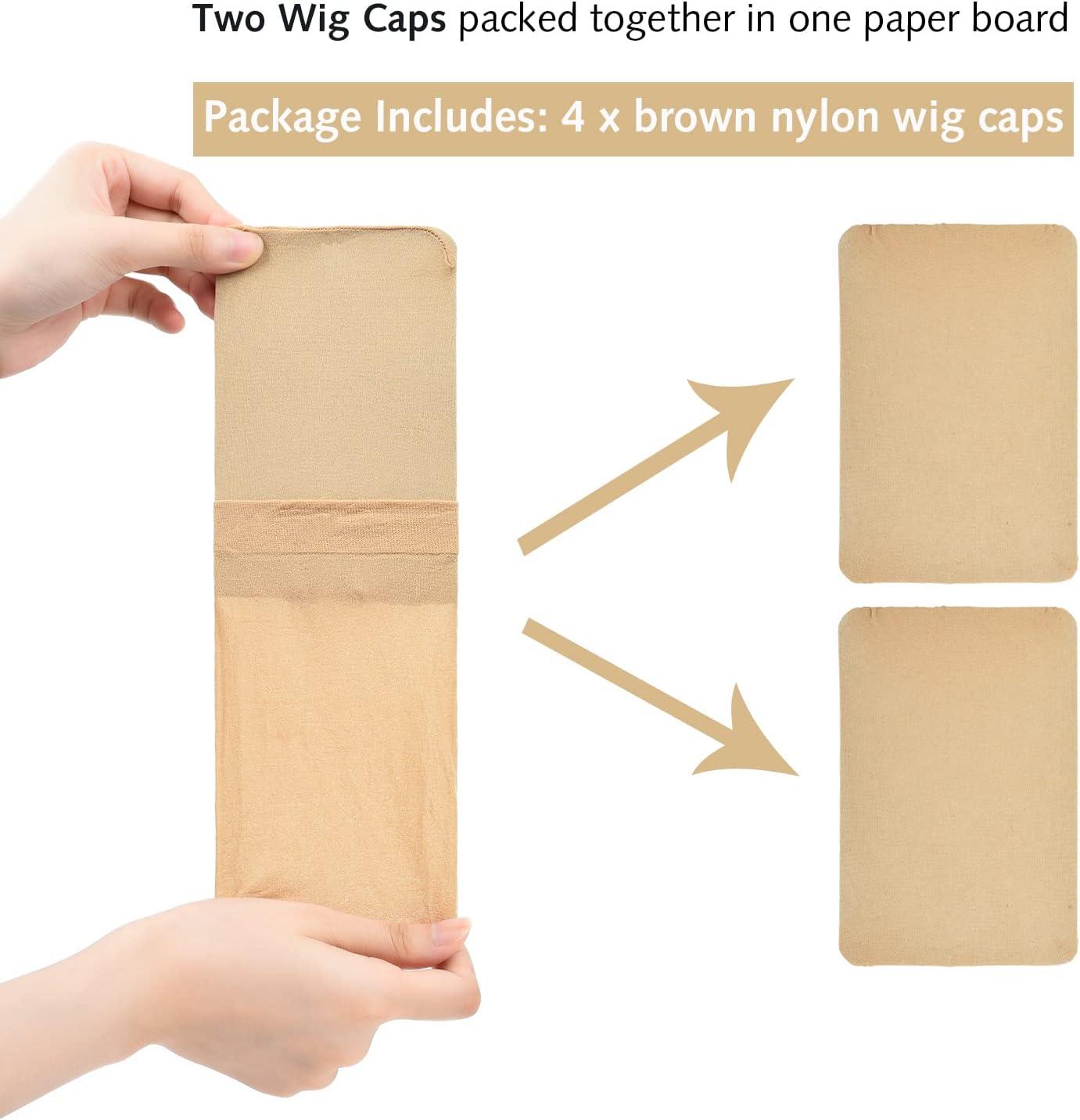 Yamel Nude Stocking Wig Caps - 4 Pack Stretchy Nylon Caps for