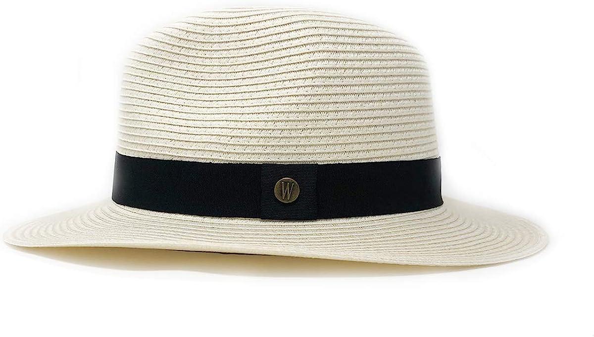 Wallaroo Hat Company Men's Palm Beach Hat - UPF 50+ 2 3/4 Brim Polyester  Braid Adjustable Fit Ivory Medium-Large