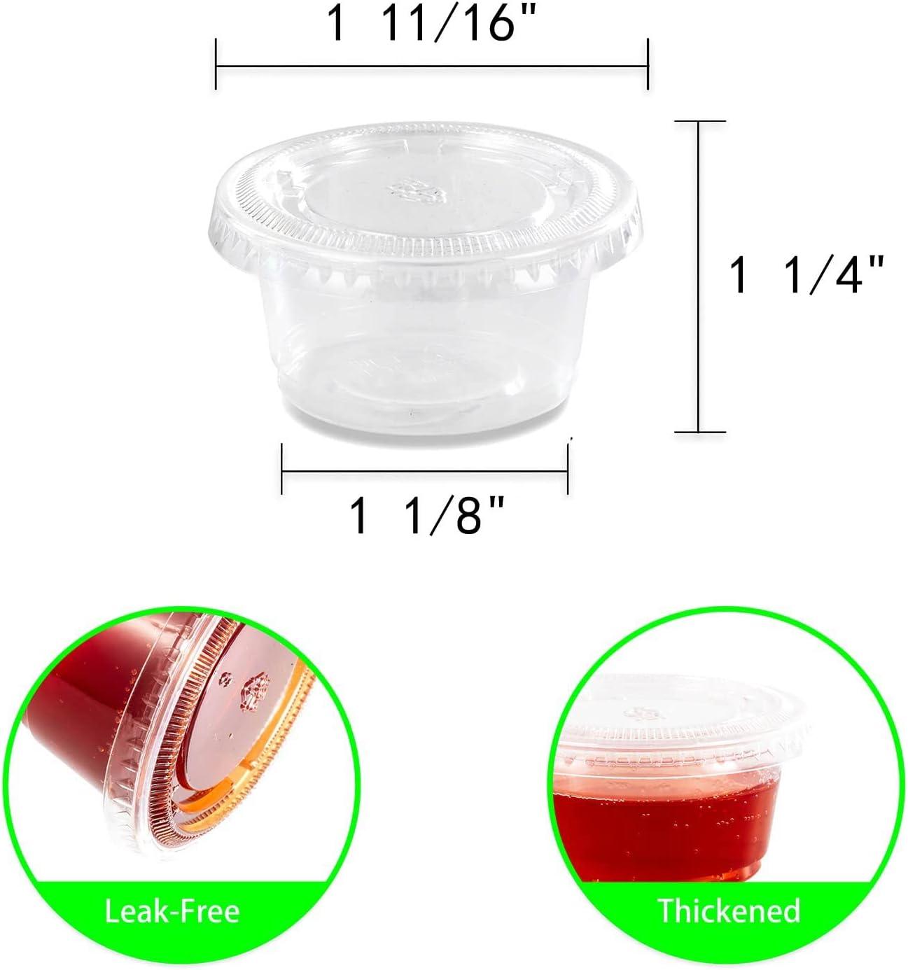 FICUCUSO 200 Sets 1oz Jello Shot Cups with LeakProof Lids Disposable