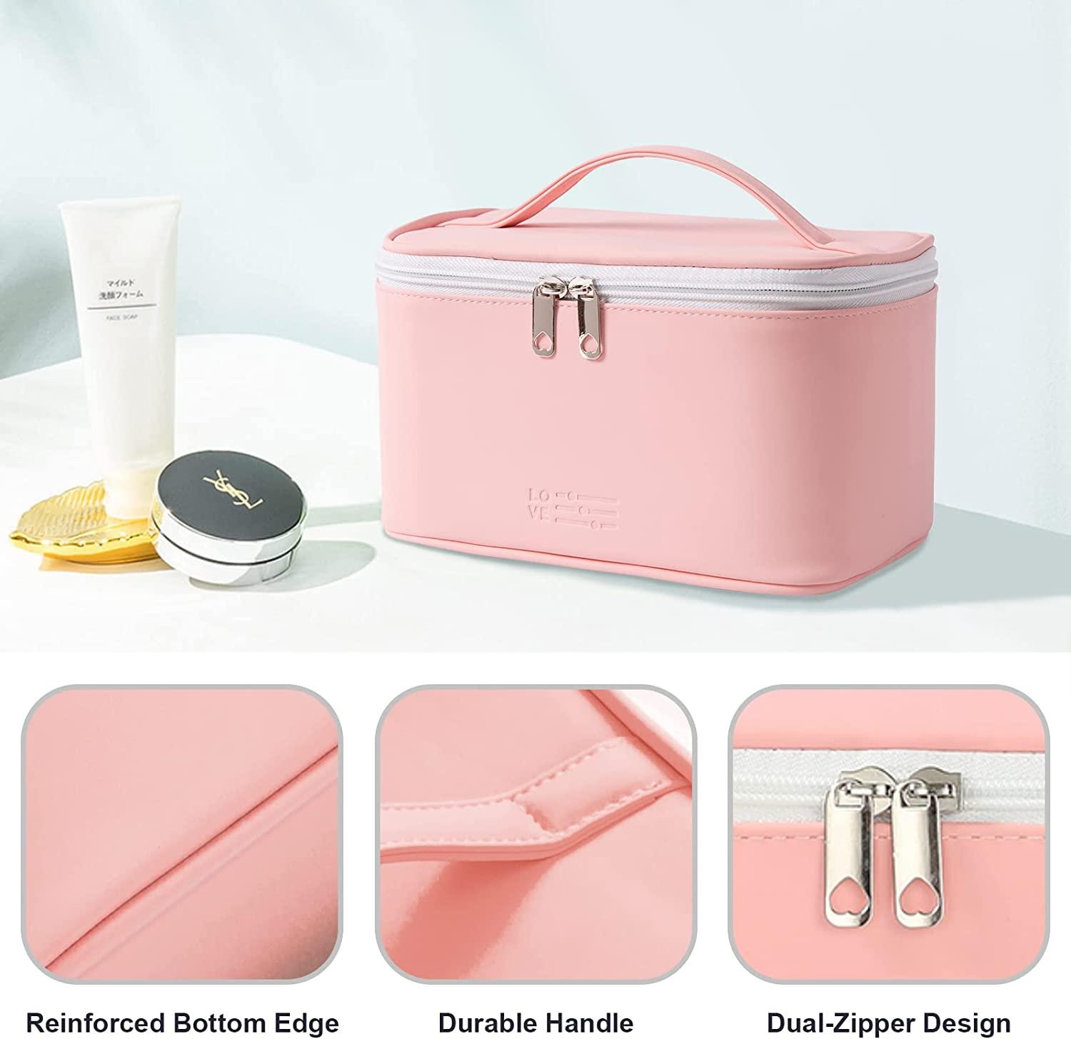  yisinuoo Large Makeup Zipper Pouch Cute Portable Travel Cosmetic  Organizer for Women and Girls (Pink) : Beauty & Personal Care