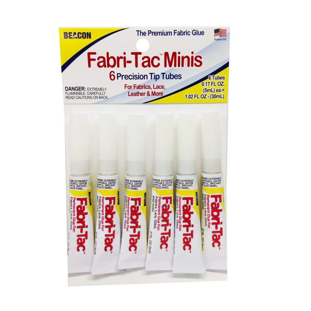 Beacon Fabri-Tac Premium Quality Fabric Glue 6 Tube Bag 1-Pack Minis