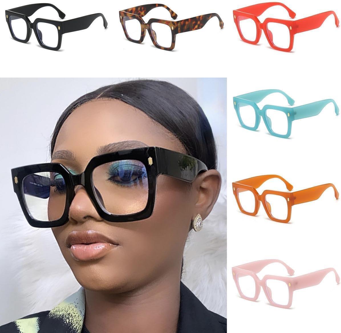 NIDOVIX Oversized Blue Light Glasses for Men Women Retro Thick