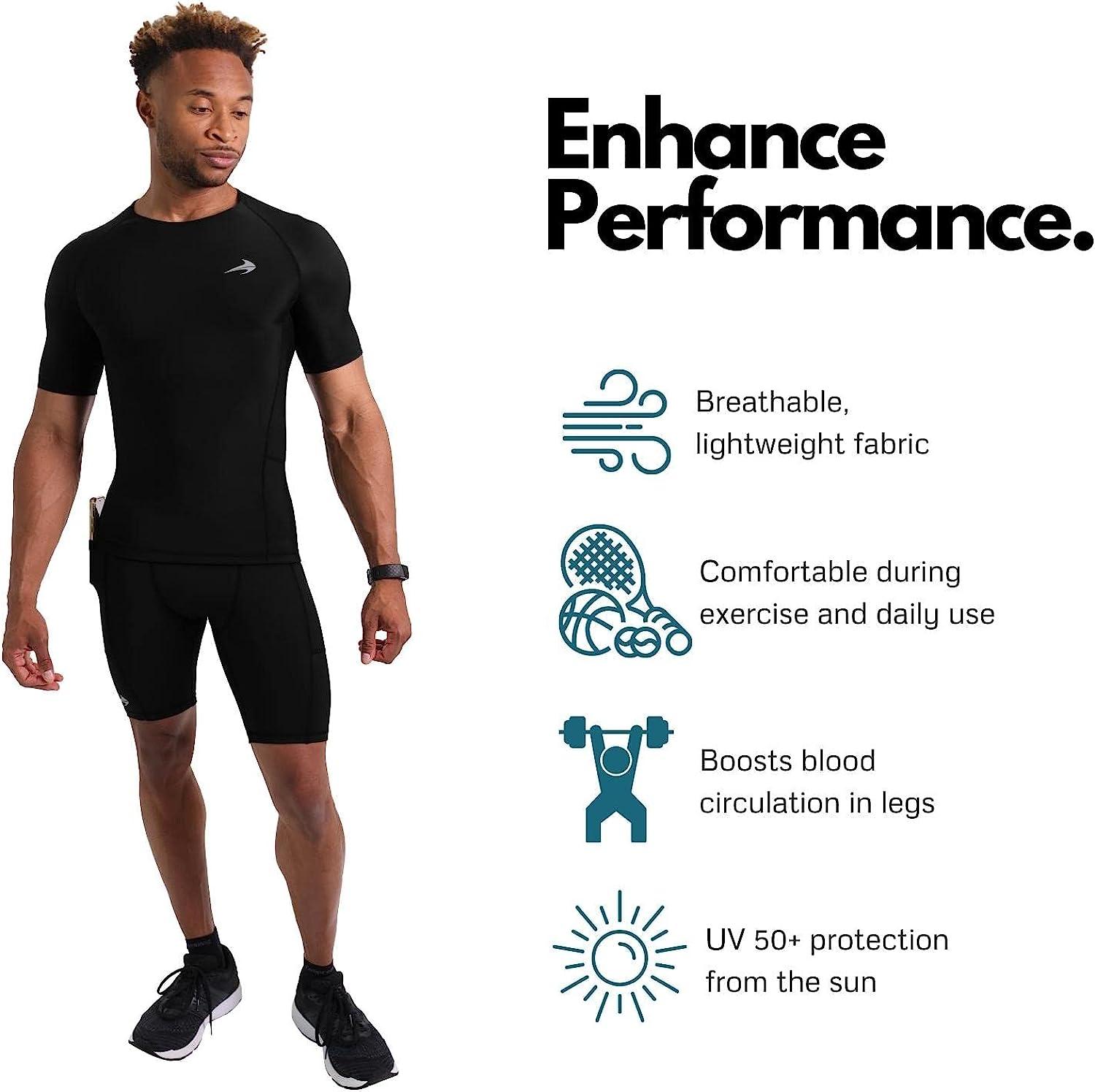 CompressionZ Compression Shorts Men with Pockets - Performance Sport Spandex  Compression Underwear 8 Black Performance Shorts X-Large