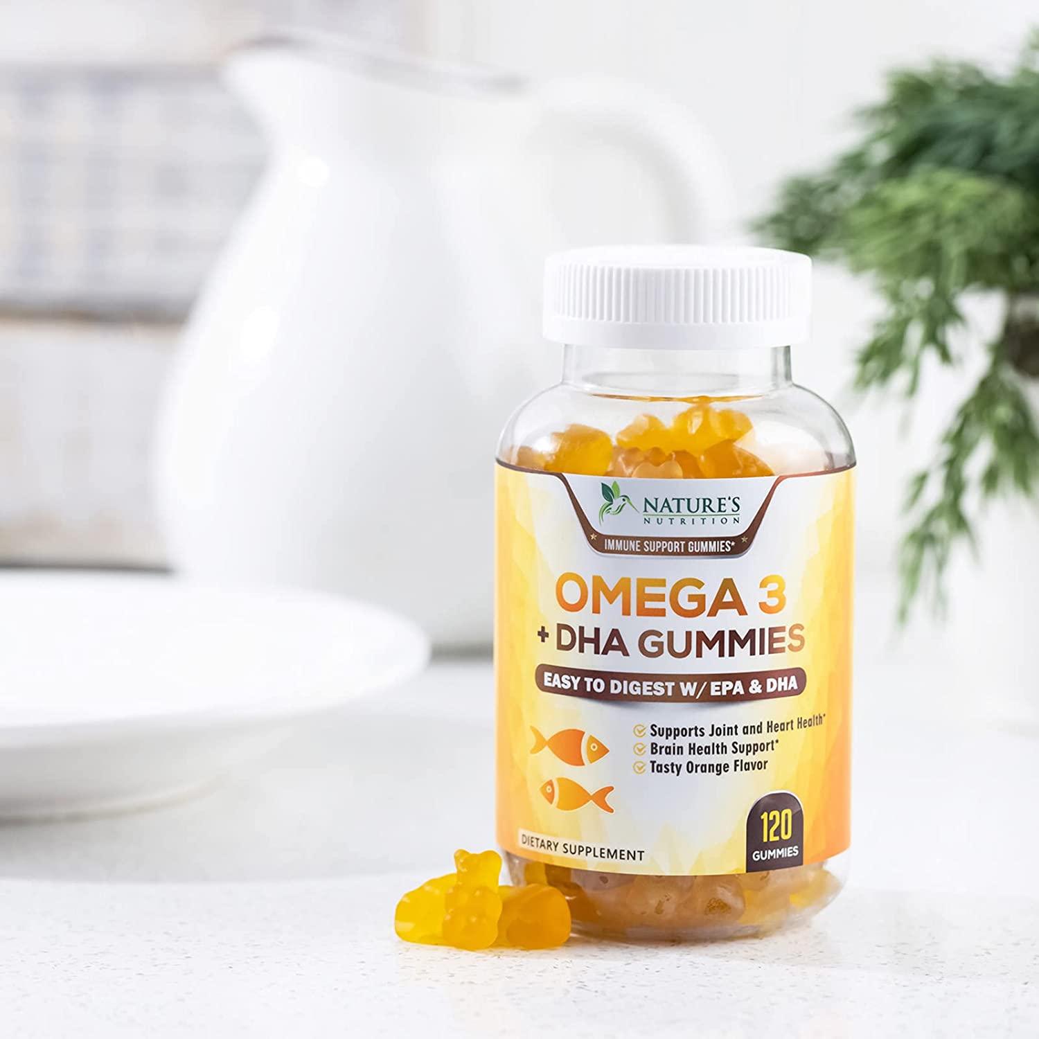 Omega 3 Fish Oil Gummies Natural Orange Flavor Extra Strength DHA