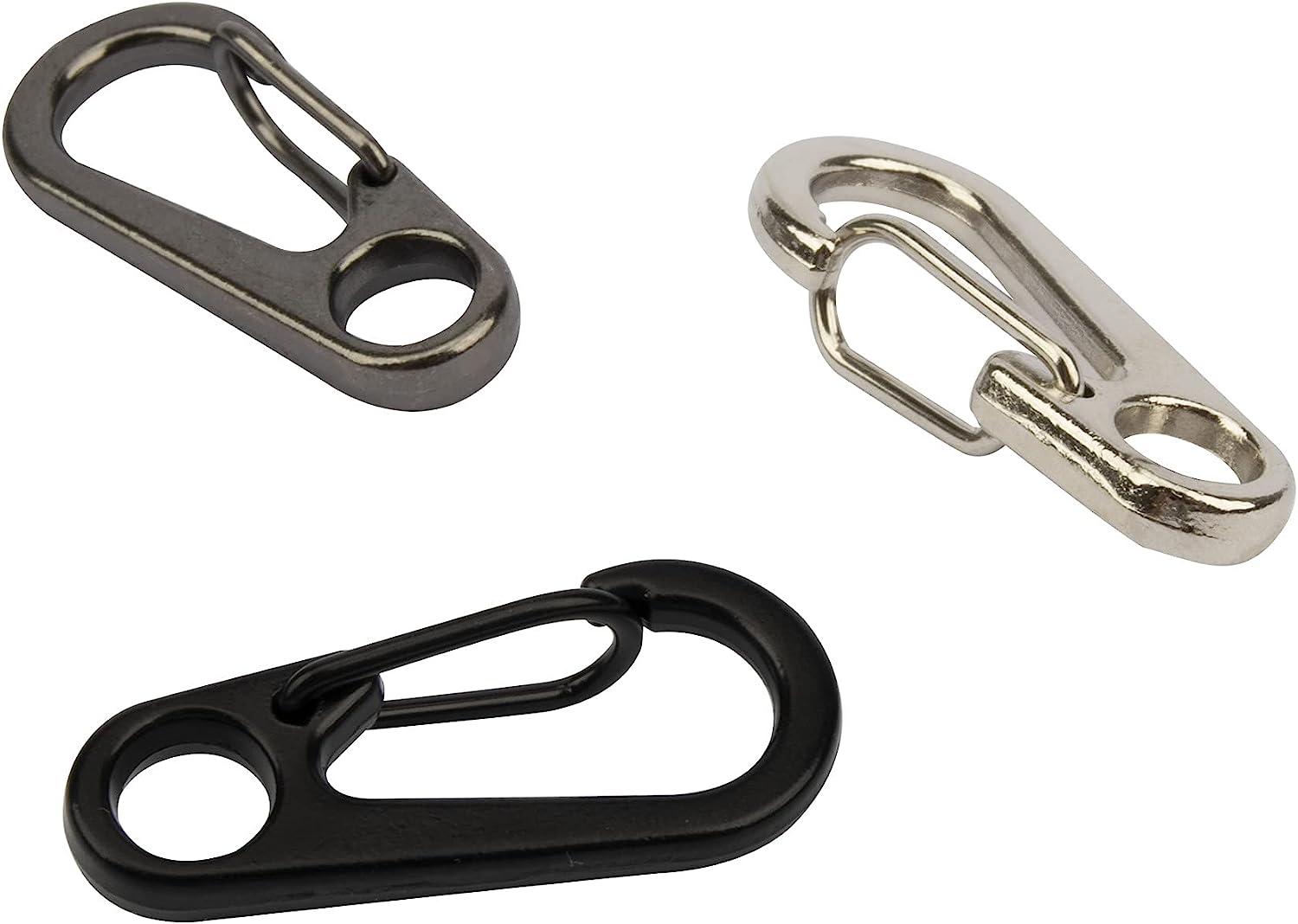 Set of 2PCS Tiny Black Snap Clasp Black Clip Hook Keychain Clasp Snap Hook  Small Carabiner 