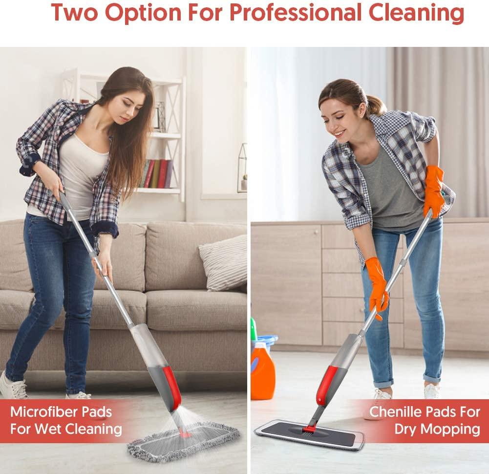 Microfiber Spray Mop for Floor Cleaning 3 Reusable Pads, Refillable Bottle, Scrubber Ideal