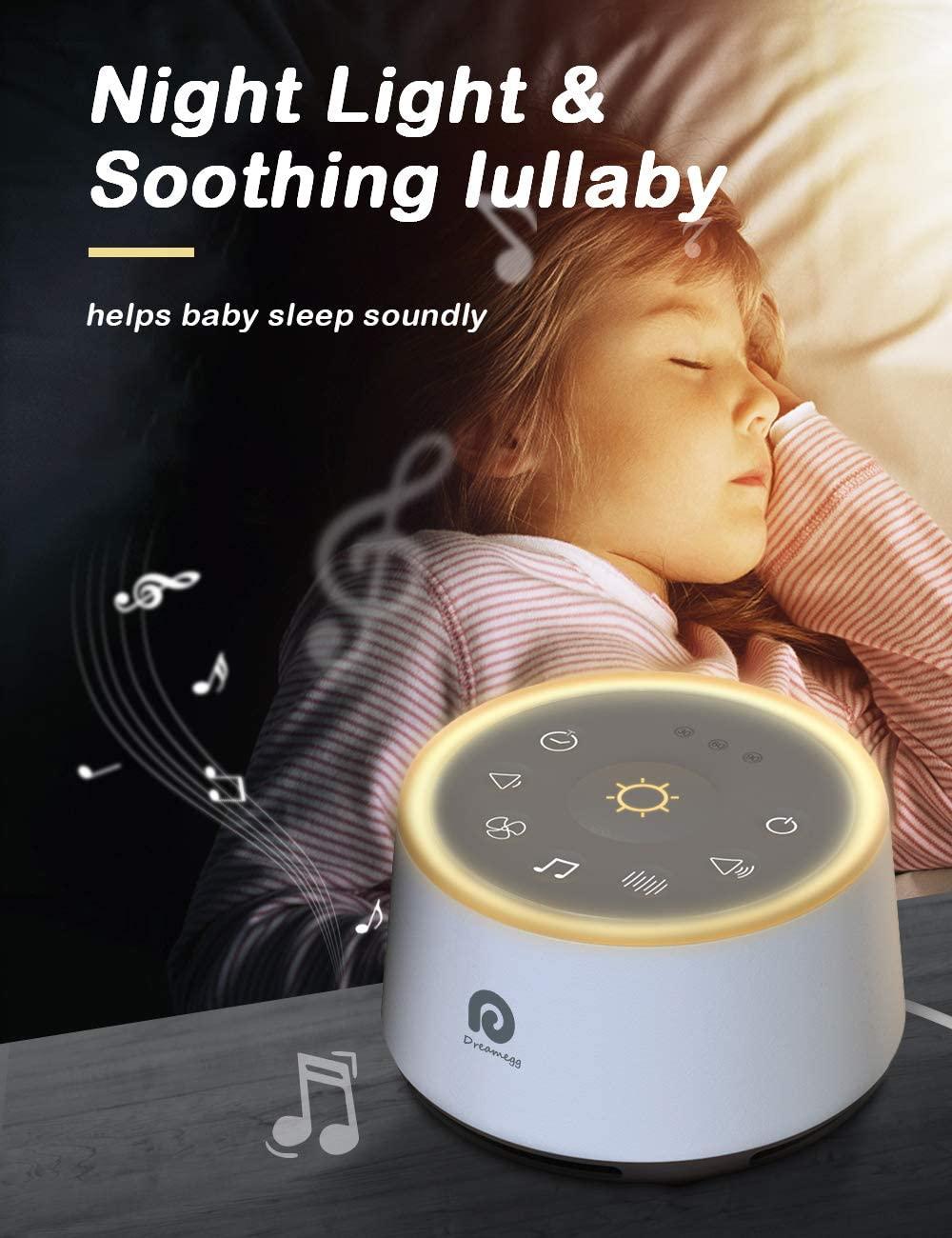 Dreamegg D1 Sound Machine - White Noise Machine with Baby Night Light for  Sleeping, High Fidelity Sounds, Timer & Memory Feature, Sound Machine for  Baby Adults, Home, Office, Travel (White) Classic White