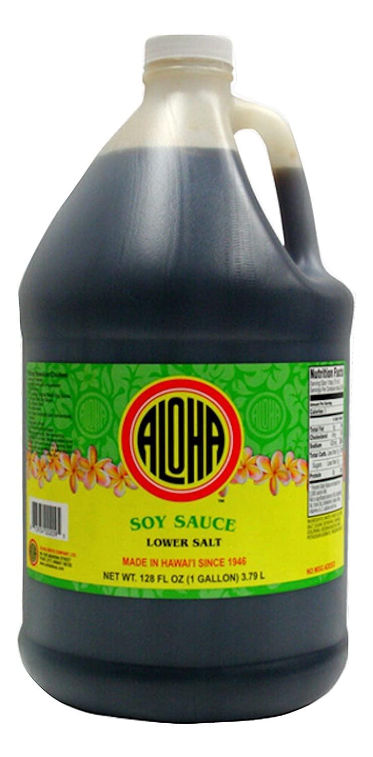 Aloha Shoyu Soy Sauce, Lower Salt Hawaiian Dark Soy Sauce with Smooth