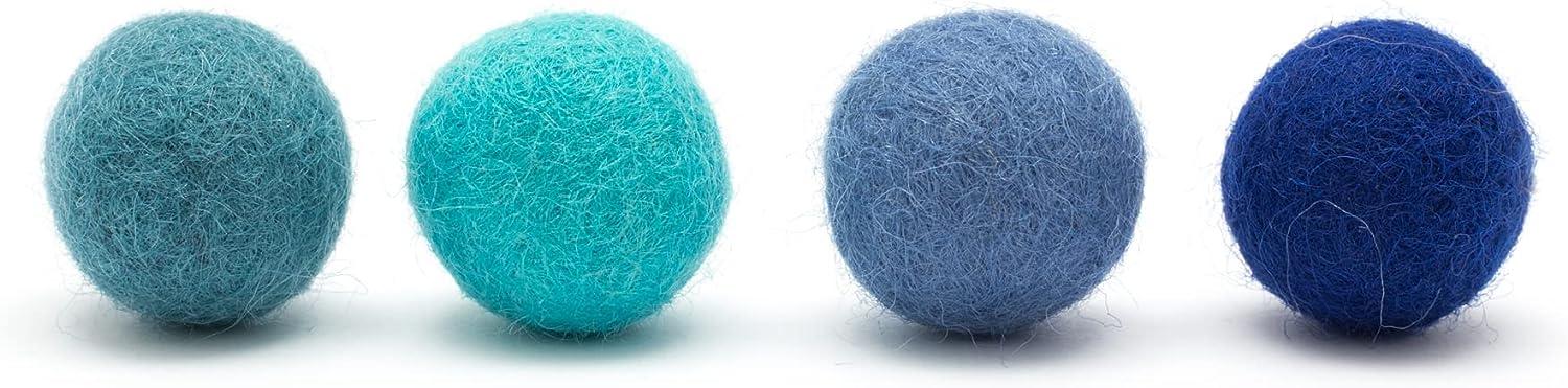 Glaciart One Felt Wool Balls, Felt Pom Poms (40 Pieces) 1.5 Centimeters -  0.6 Inch, Handmade Felted Blue Colors- Bulk Small Puff for Felting and