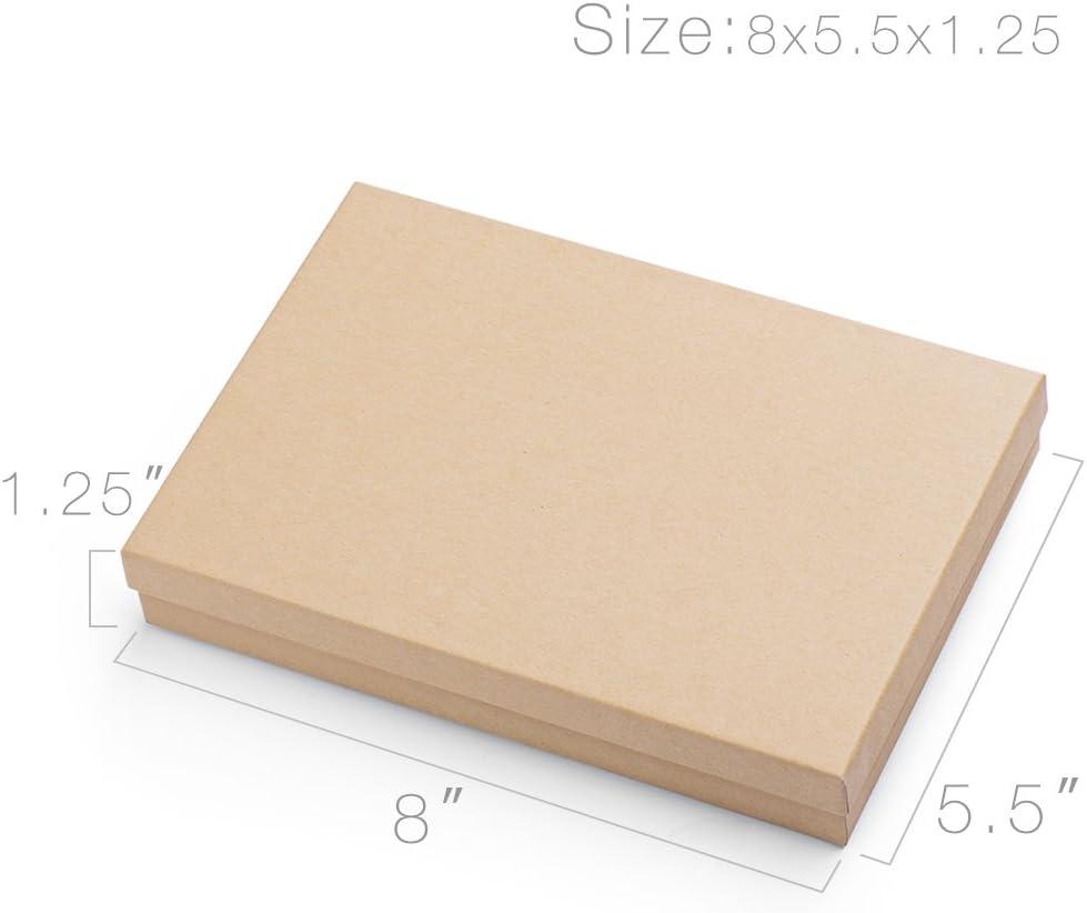 8x5.5x1.25 Cotton Filled Jewelry Gift Boxes Kraft Cardboard Jewelry Boxes  Jewelry Gift Box for Necklace Earring Bracelet Accessories Bulk Jewelry Box  for Small Business & Boutique Brown 20 Pcs Brown-20Pcs