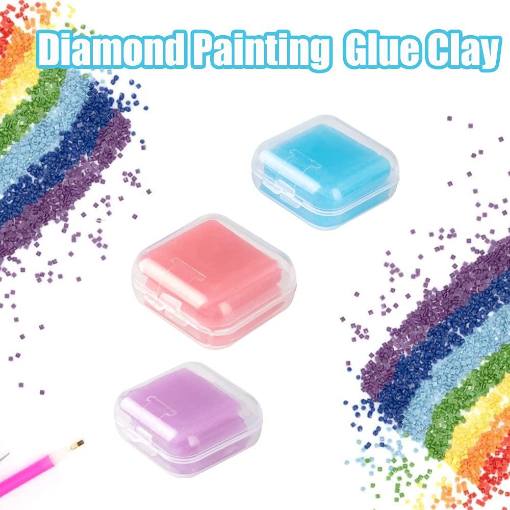 1 Box/6 Pcs Square Diamond Painting Clay Diamond Art Glue Painting Wax  Drilling Mud Diamond Painting Wax with Storage Box (2.5 x 2.5 cm)(Purple)