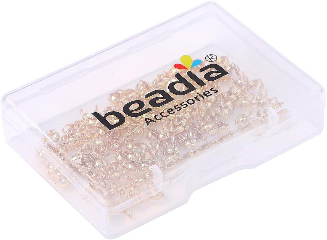 BEADIA 14K Gold Plated End Caps Non Tarnish 3x6mm 200pcs for