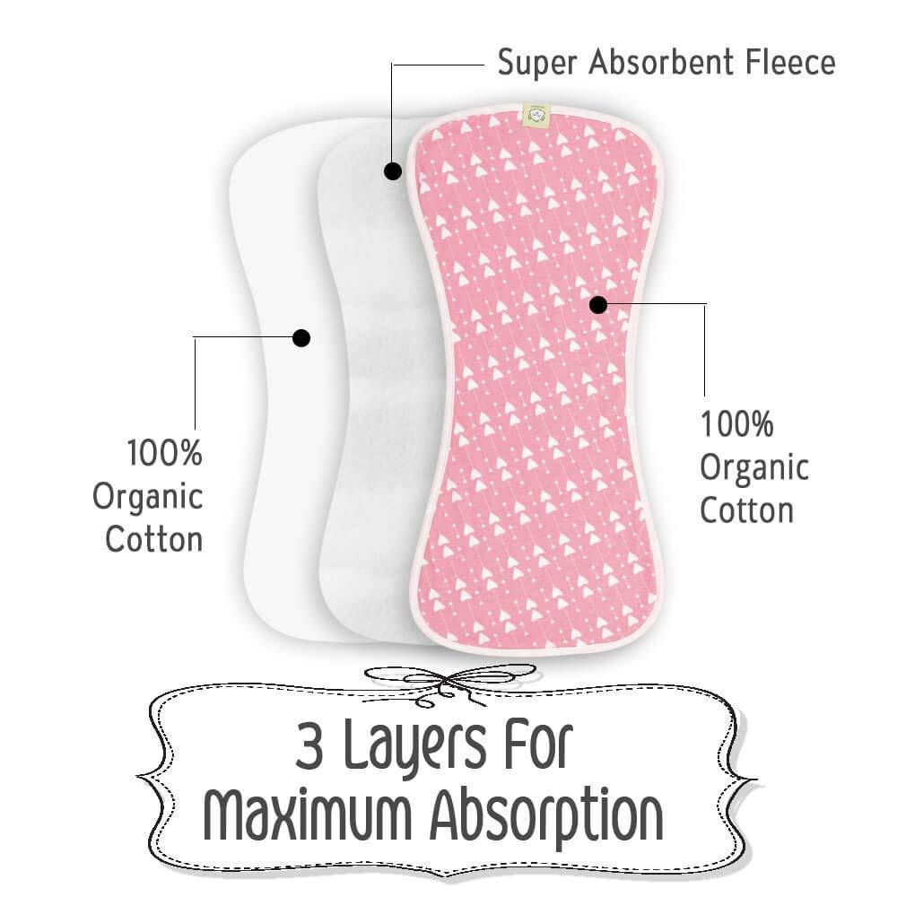 KeaBabies Organic Burp Cloths Pink Dreams 5 Pack