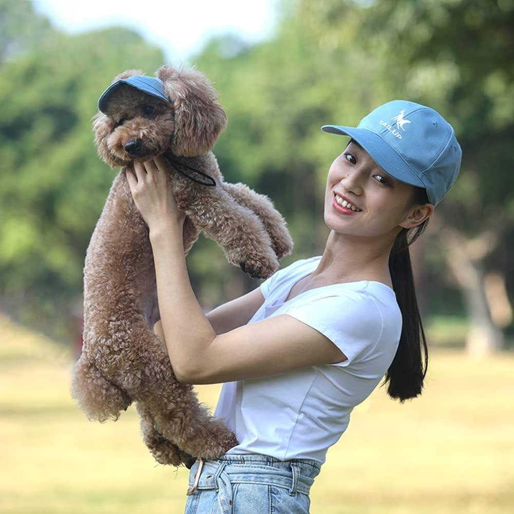 Pawaboo Dog Baseball Cap - Upgraded Elastic Ear Holes - Adjustable Dog Outdoor Sport Sun Protection Baseball Hat Cap Visor Sunbonnet Outfit For Small Medium Large Dogs, XL, White Green