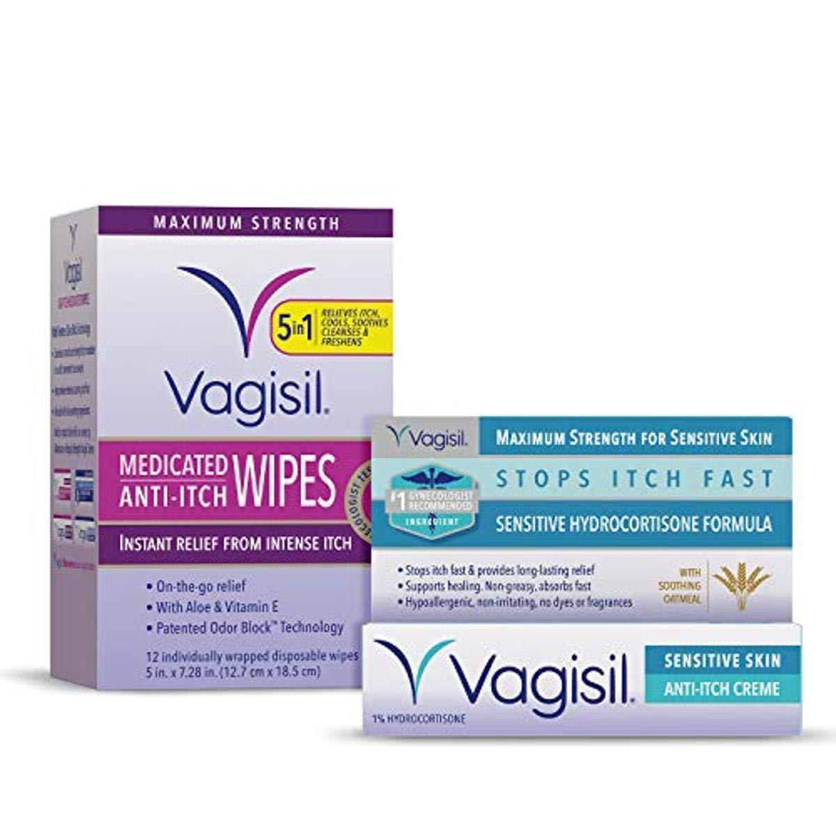 Vagisil AntiItch Feminine Hygiene Care Multipack for Women 12 Medicated Intimate Wipes and