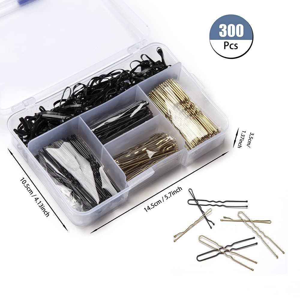 Kryc 300 Pcs Hair Pins For Bun With Blonde Brown Bobby Pins, U Hair Pins,  150 Rubber Hair Bands And 3 Spin Pins, Hair Grips Styling Pins Set For Thi