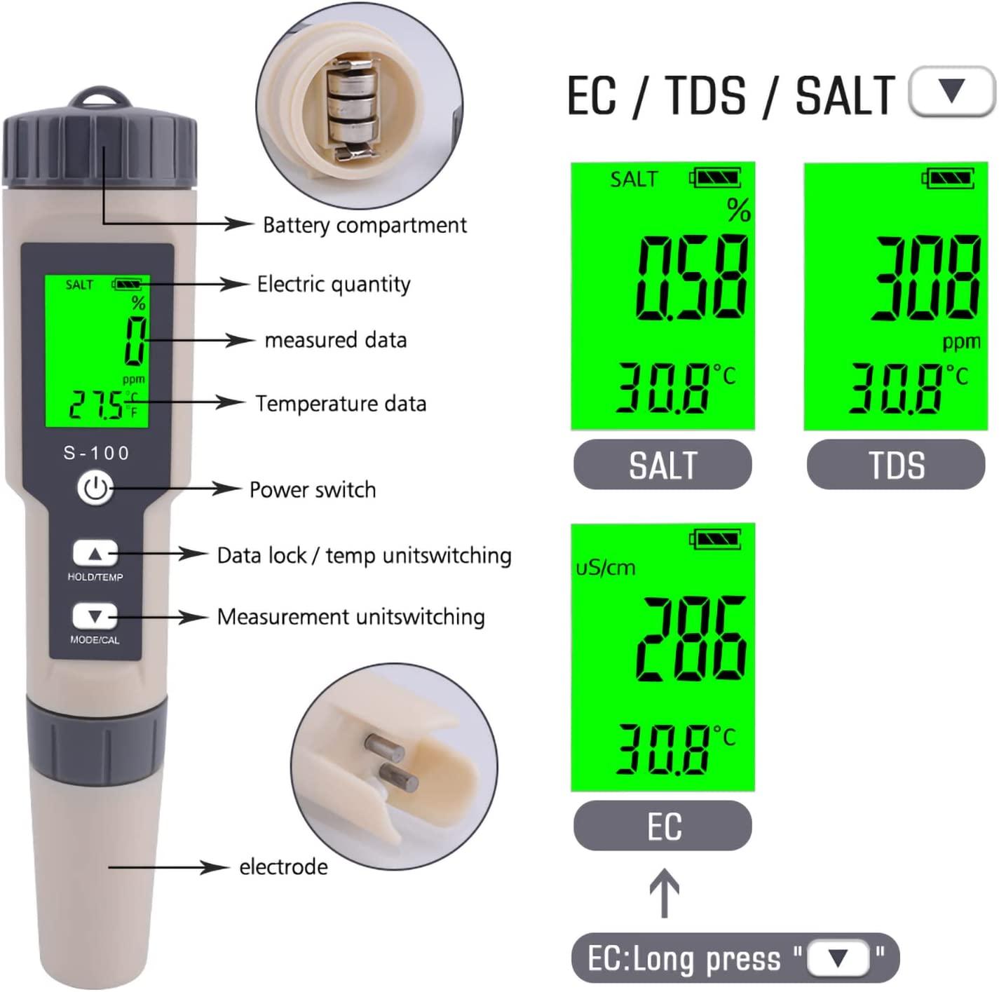 Yewhick Digital Salinity Tester for Saltwater, Waterproof Pool Salt