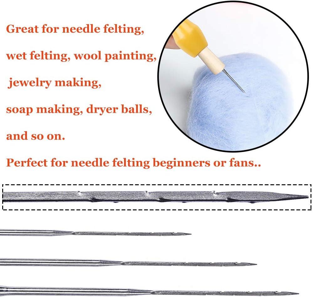 66 Pcs Felt Needle Tool - Needle Felting Needles Felting Starter Kit with 3  Sizes Felting Needles(36 Gauge 38 Gauge 40 Gauge) Color Wooden Handle  Holder Felting Needle Mat for Crafts Making