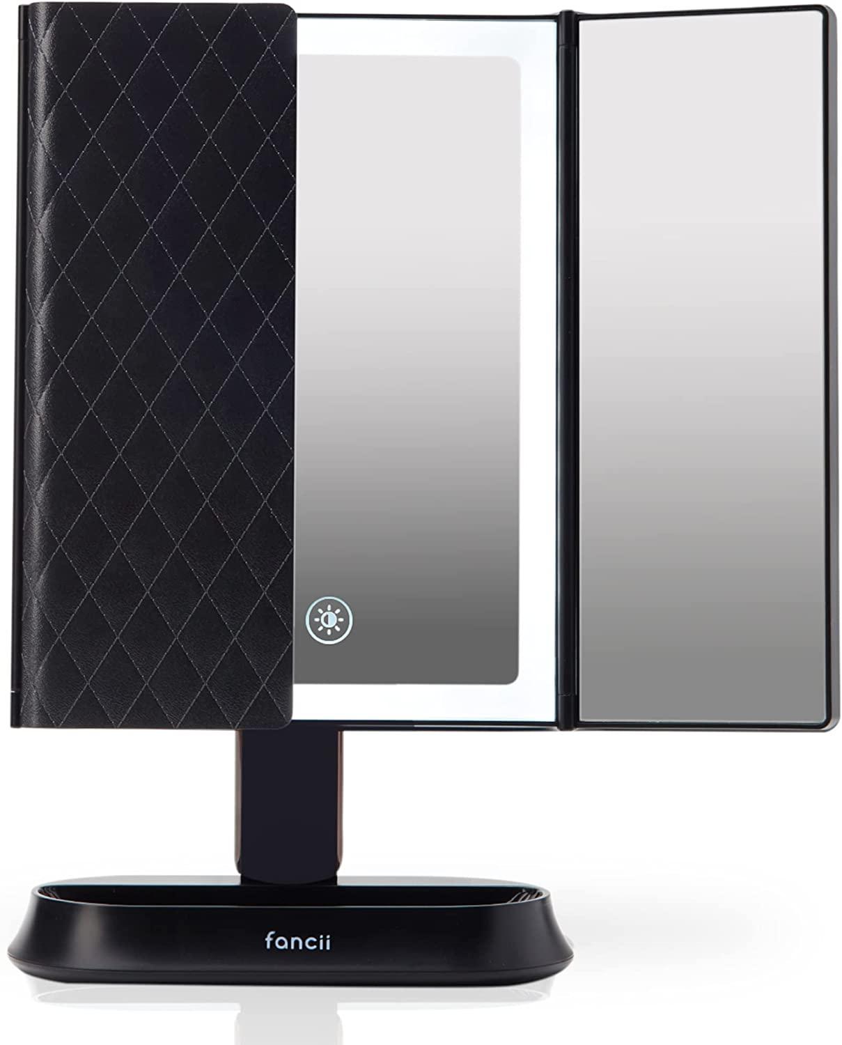 Fancii Makeup Mirror with Natural LED Lights, Lighted Trifold Vanity