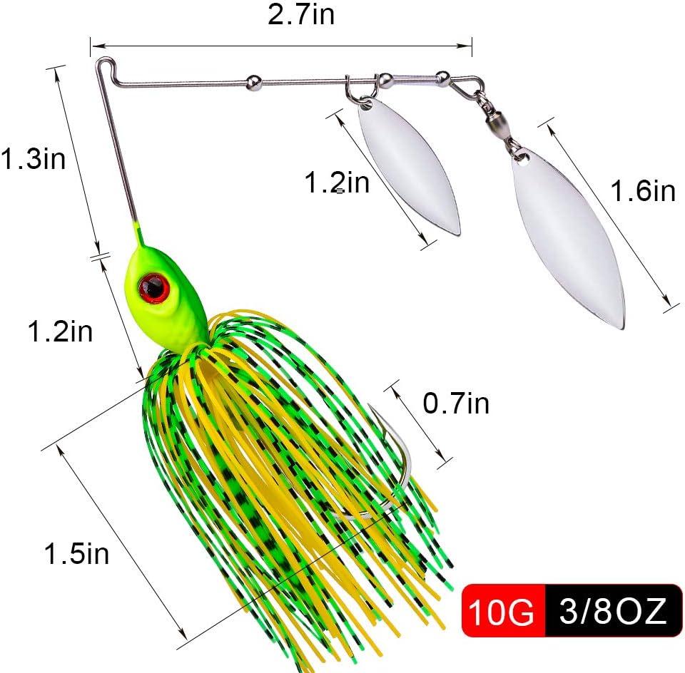 Spinnerbait Fishing Lure Hard Metal Jig Spinner Baits Kits Swimbait for Bass  Trout Pike Salmon Walleye Freshwater Saltwater 5pcs/Pack 5 Pack (3/8oz)