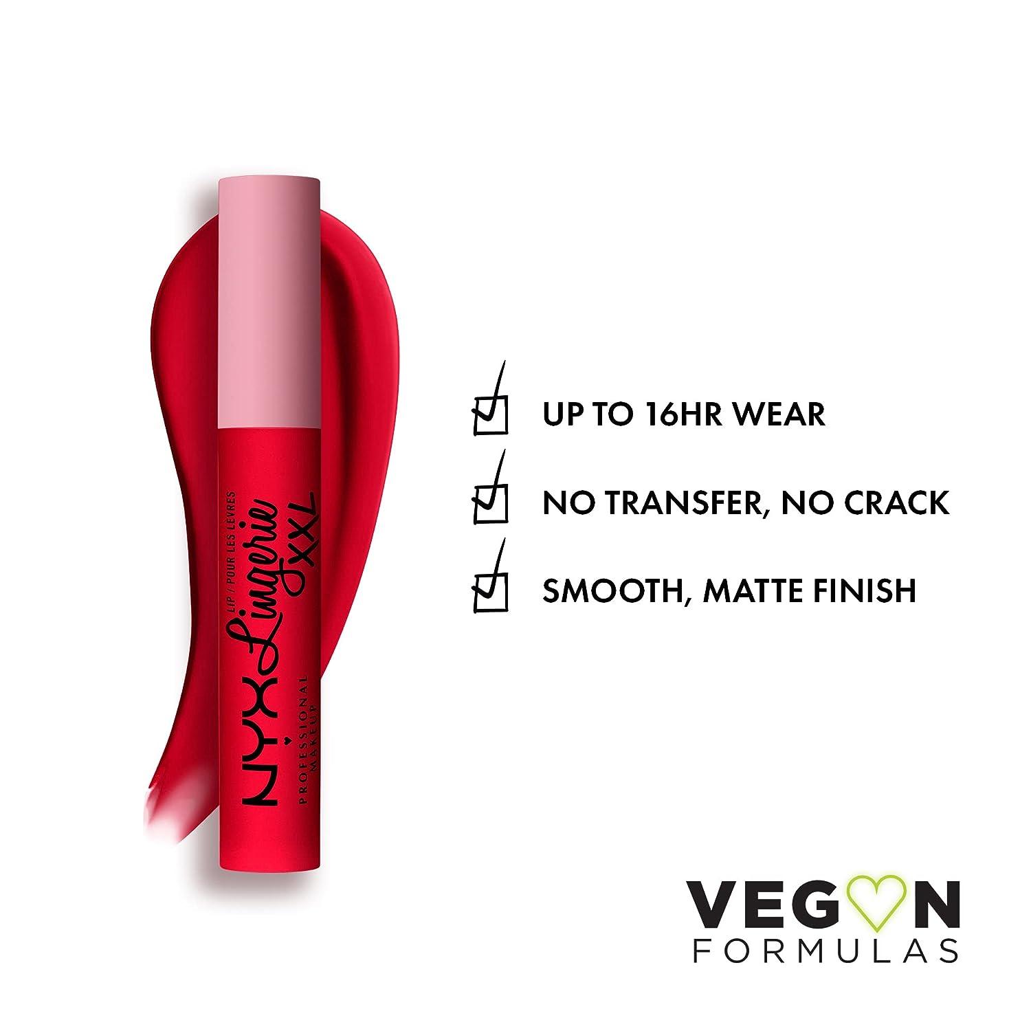 NYX PROFESSIONAL MAKEUP Lip Lingerie XXL Matte Liquid Lipstick - Untamable  (Brick Red) 28 Untamable 0.13 Fl Oz (Pack of 1)