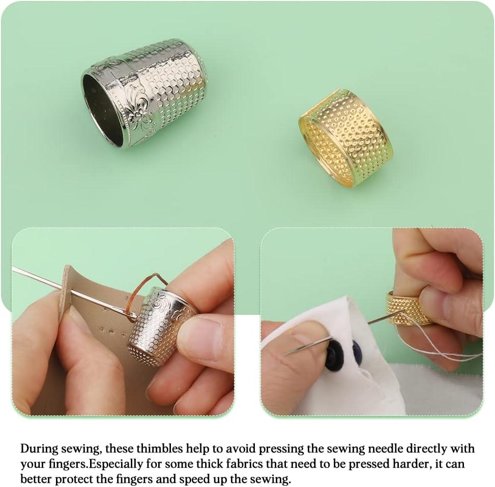 6 Pieces Sewing Thimble Finger Protector,adjustable Metal Finger Shield  Protector For Sewing Embroid