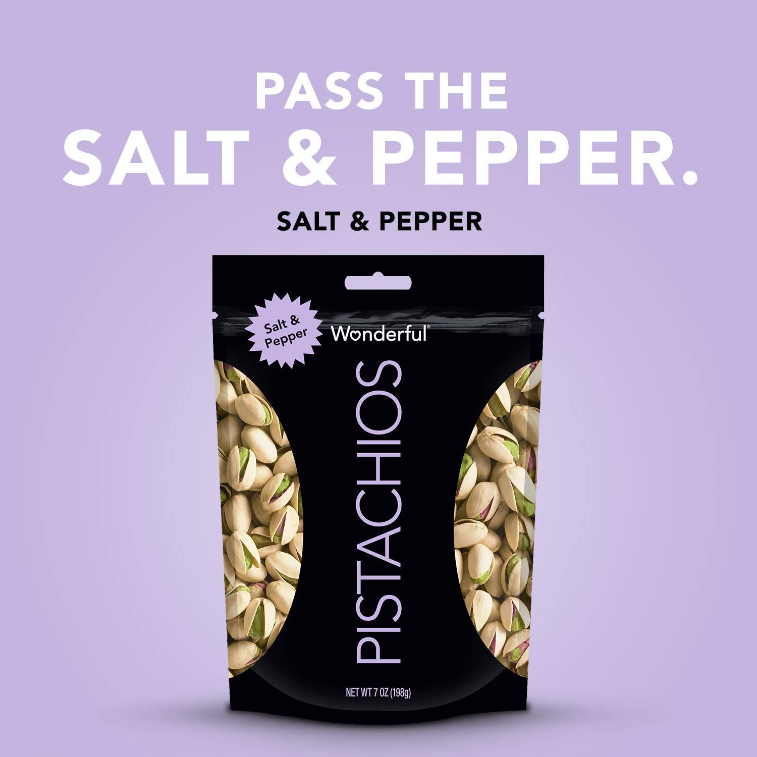 Wonderful Pistachios Salt and Pepper Flavored Nuts 7 Ounce Resealable Pouch