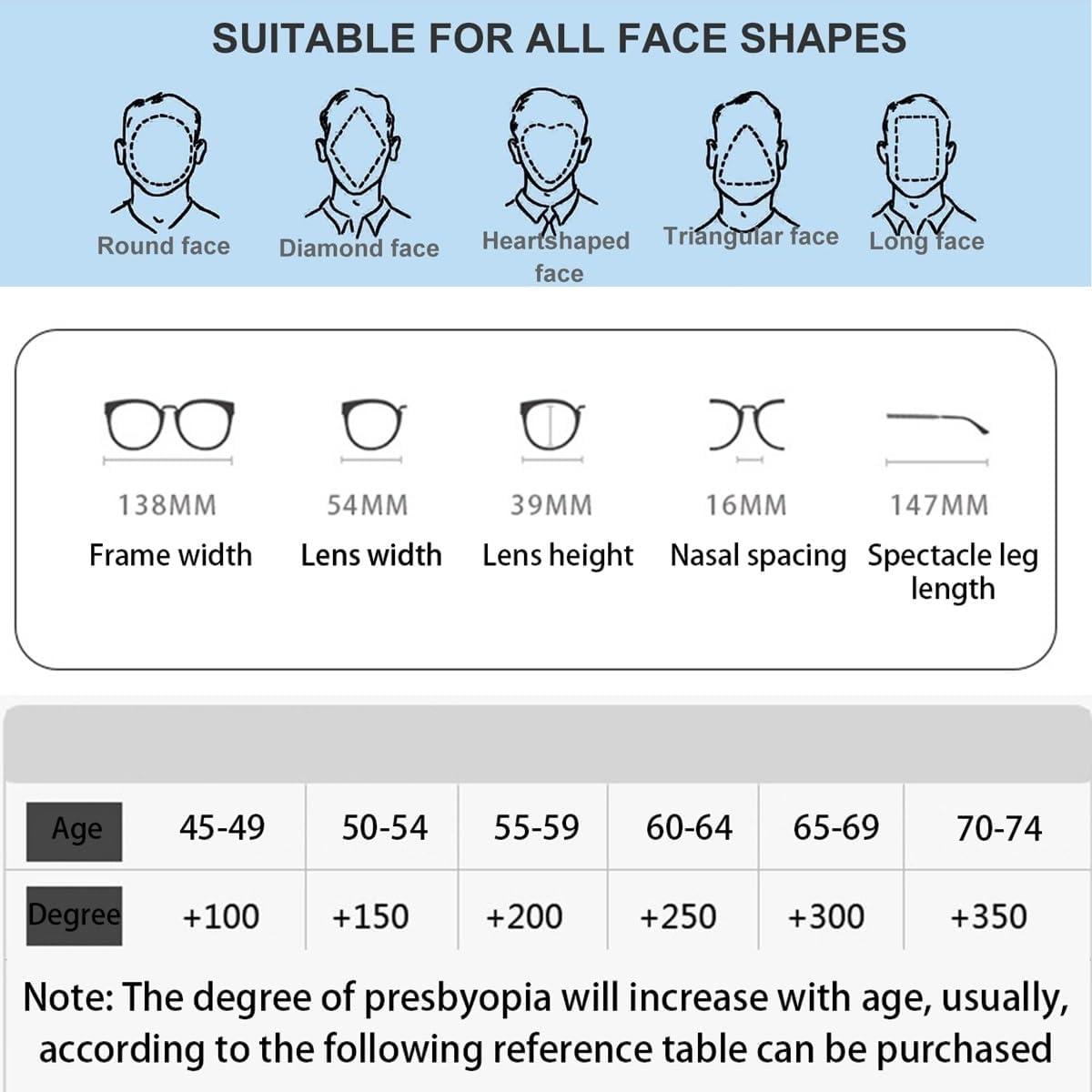 LILLIE Stylish Multifocal Blue Light Reading Glasses Flexible