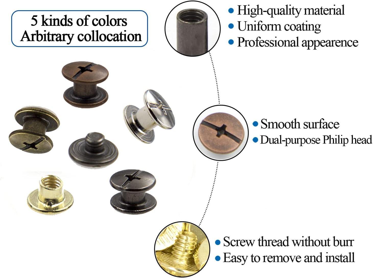 Chicago Screws Assorted Kit Red Copper Leather Rivets Screw Rivets