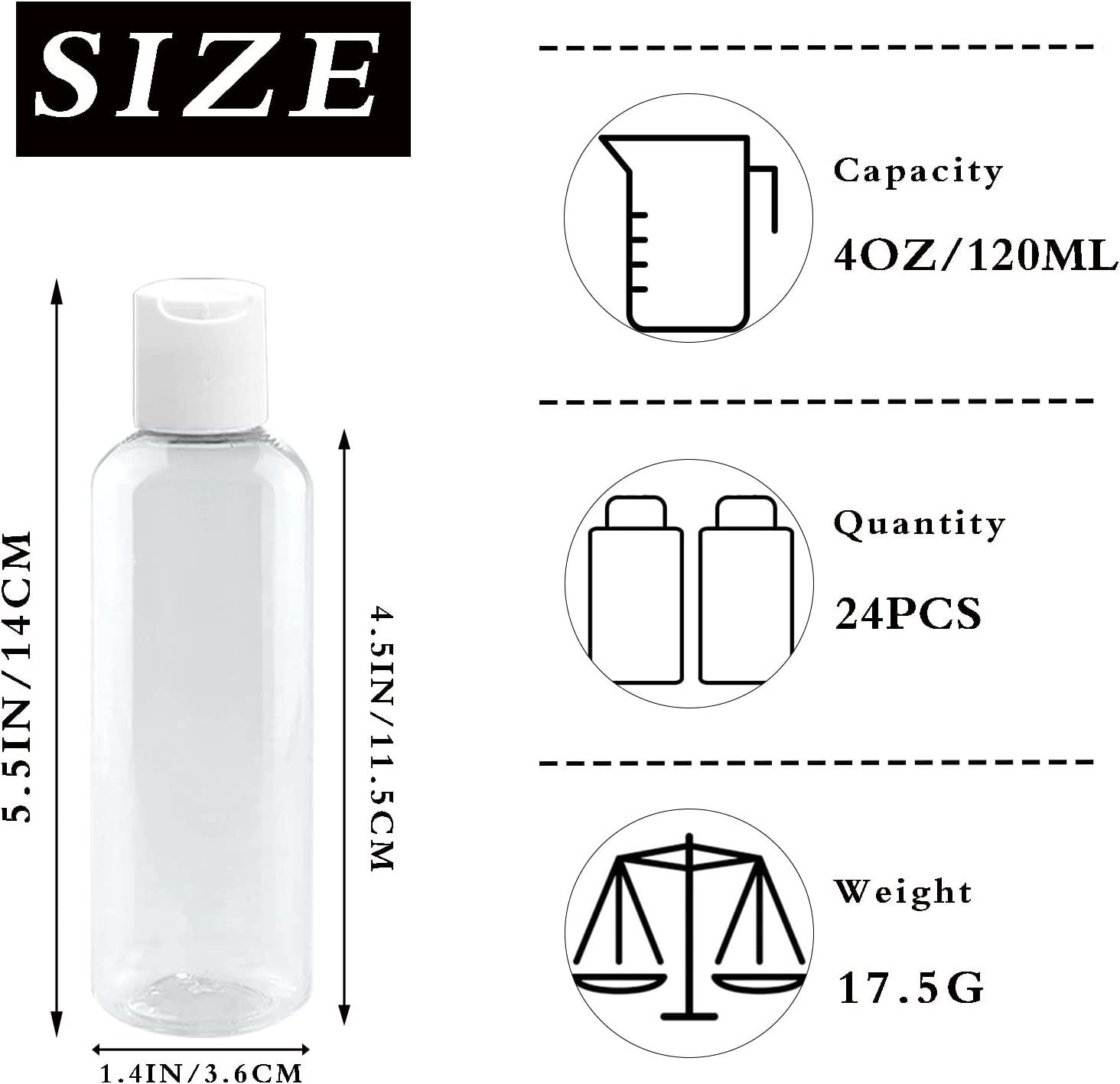 Small Mini Plastic Squeeze Bottles PET White Disc Top 4 Oz. 