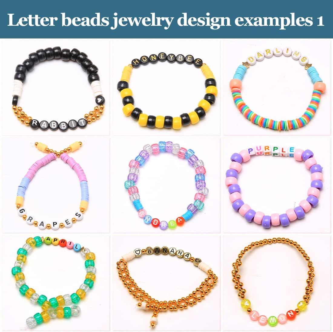 1200PCS Bracelet Letter Beads Making Acrylic Bracelet Letter Beads Gold  Bead Letters 4x7 Mm Small Letter Beads for Jewelry Making Bracelets  Necklaces