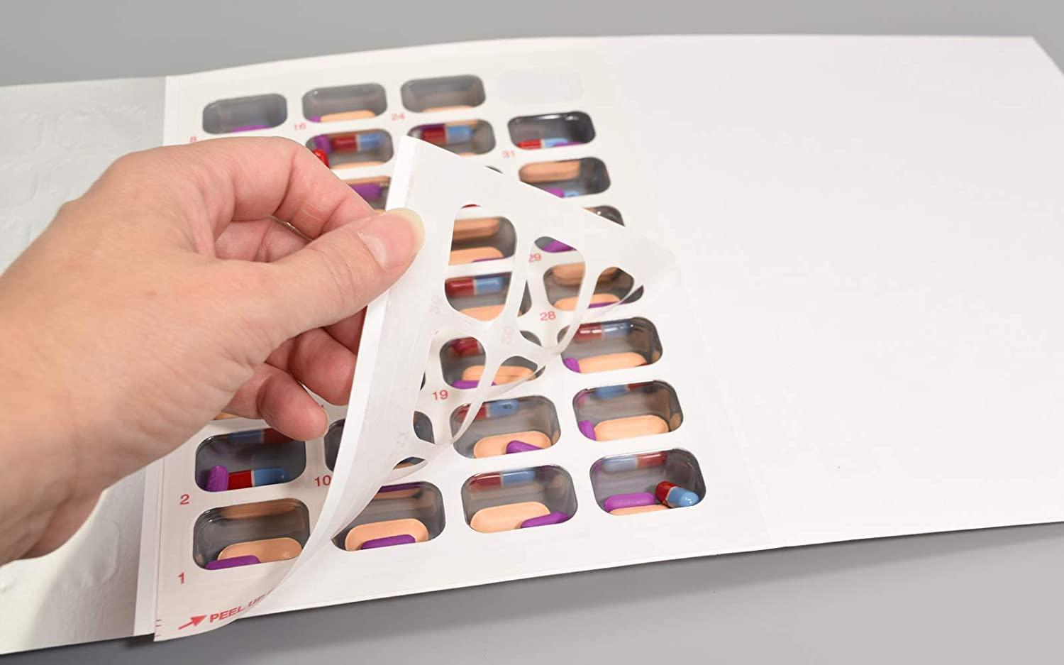 XL Cold Seal Monthly Medication Blister Pack Cards 31 Day Supply (6