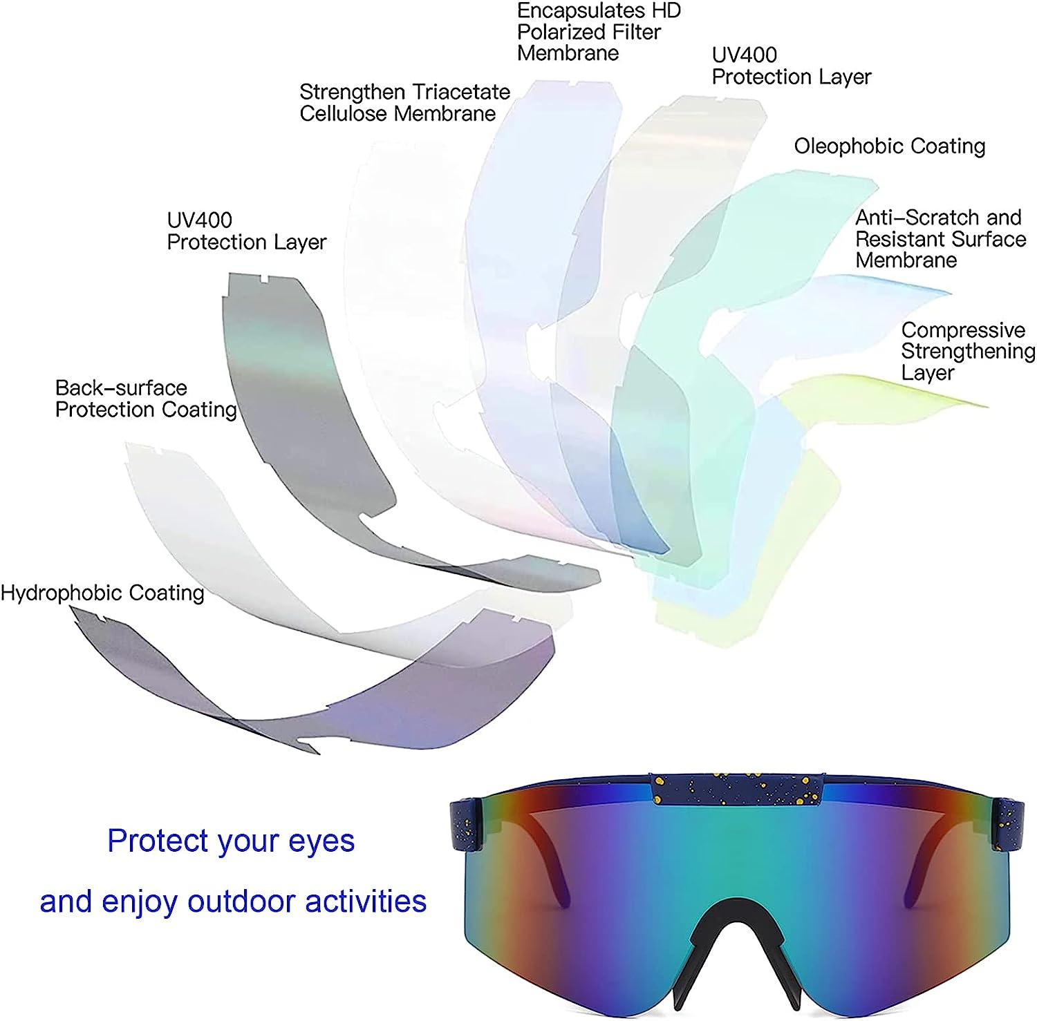 Hzpohyz Sport Sunglasses, Polarized Sunglasses, UV400 Protection Cycling  Glasses, Sports Glasses goggles for Men Women C12